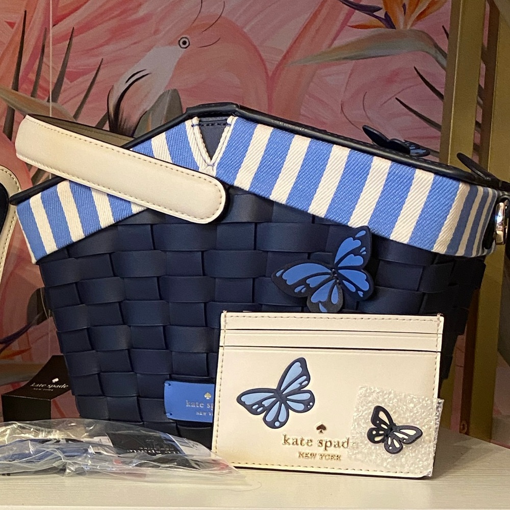 Kate Spade Flutter Fly basket and card holder NWOT